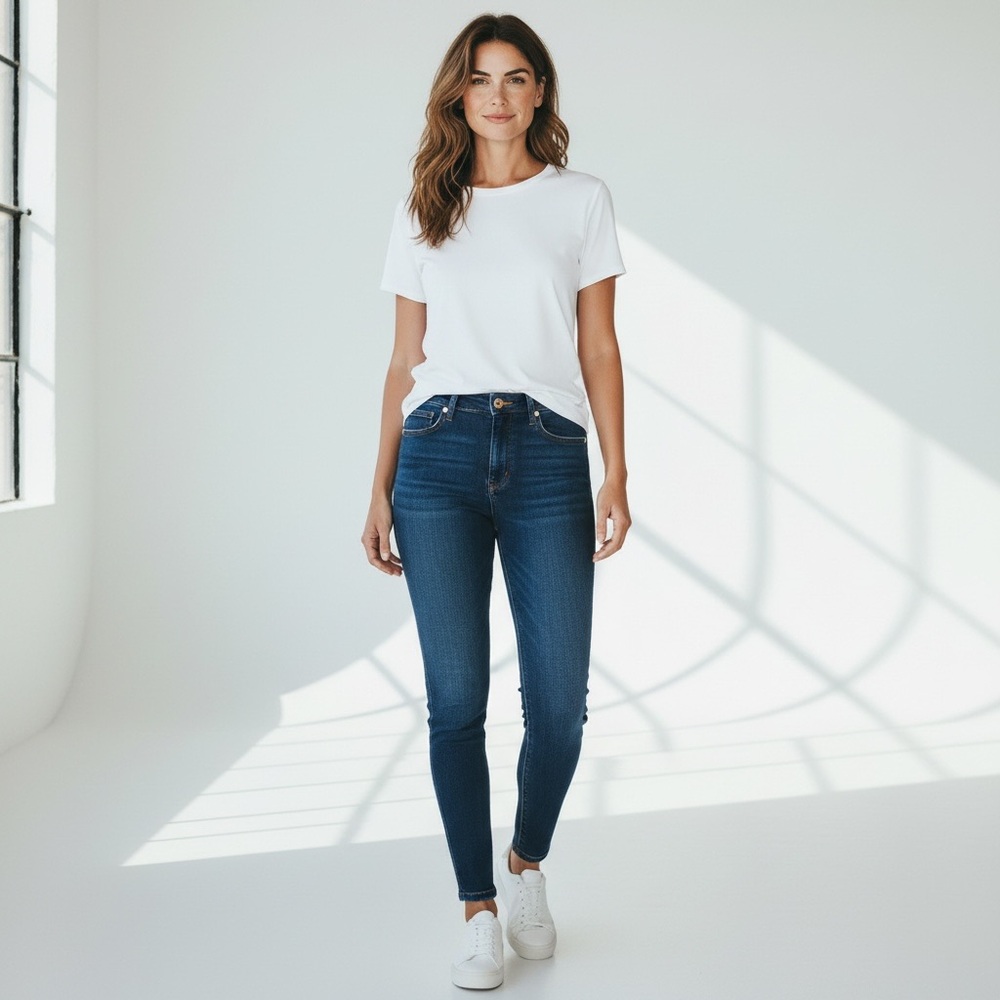 NWT Liverpool Los Angeles Abby High Rise Ankle Skinny Dark Blue Jeans - Picture 8 of 10